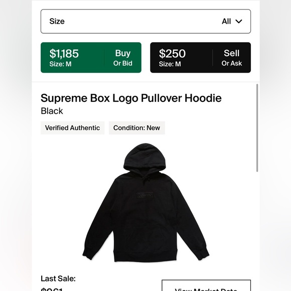 All Black supreme Box logo hoodie size med